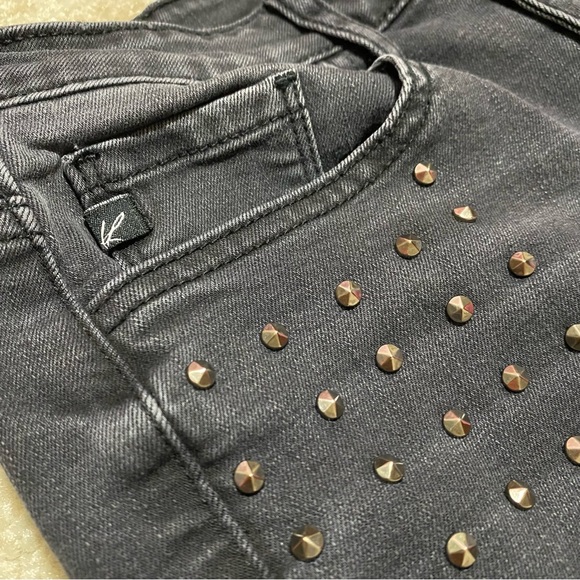 KanCan Distressed High Waisted Black Studded Jeans 7 - Picture 8 of 11